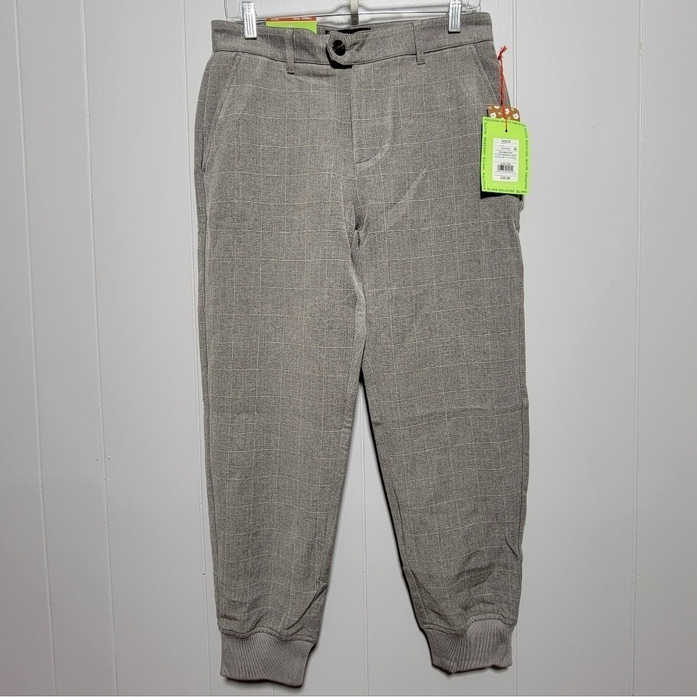 Houston White Mens‎ Grey Windowpane Plaid Jogger Pants 30x30 HWMF22-340A NEW